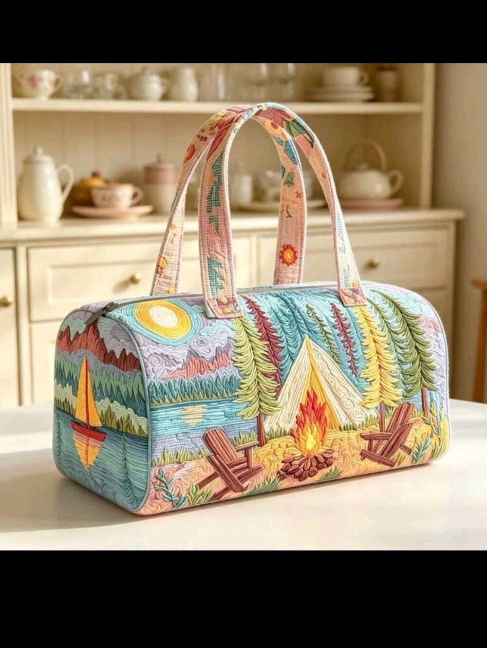 Campfire Scenic Quilted Weekend Tote - Multicolor